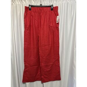 New Jockey Flannel Pajama Bottoms Womens Large Red Pink Polk Dot Elastic Waist